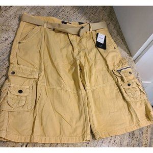 NWT MODERN CULTURE Khaki  BELTED CARGO SHORTS Men's SIZE 38. Longer 13" Inseam